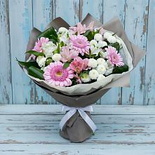 Букет цветов из:  Герберы, Альстромерии и Хризантемы в Тяжинском