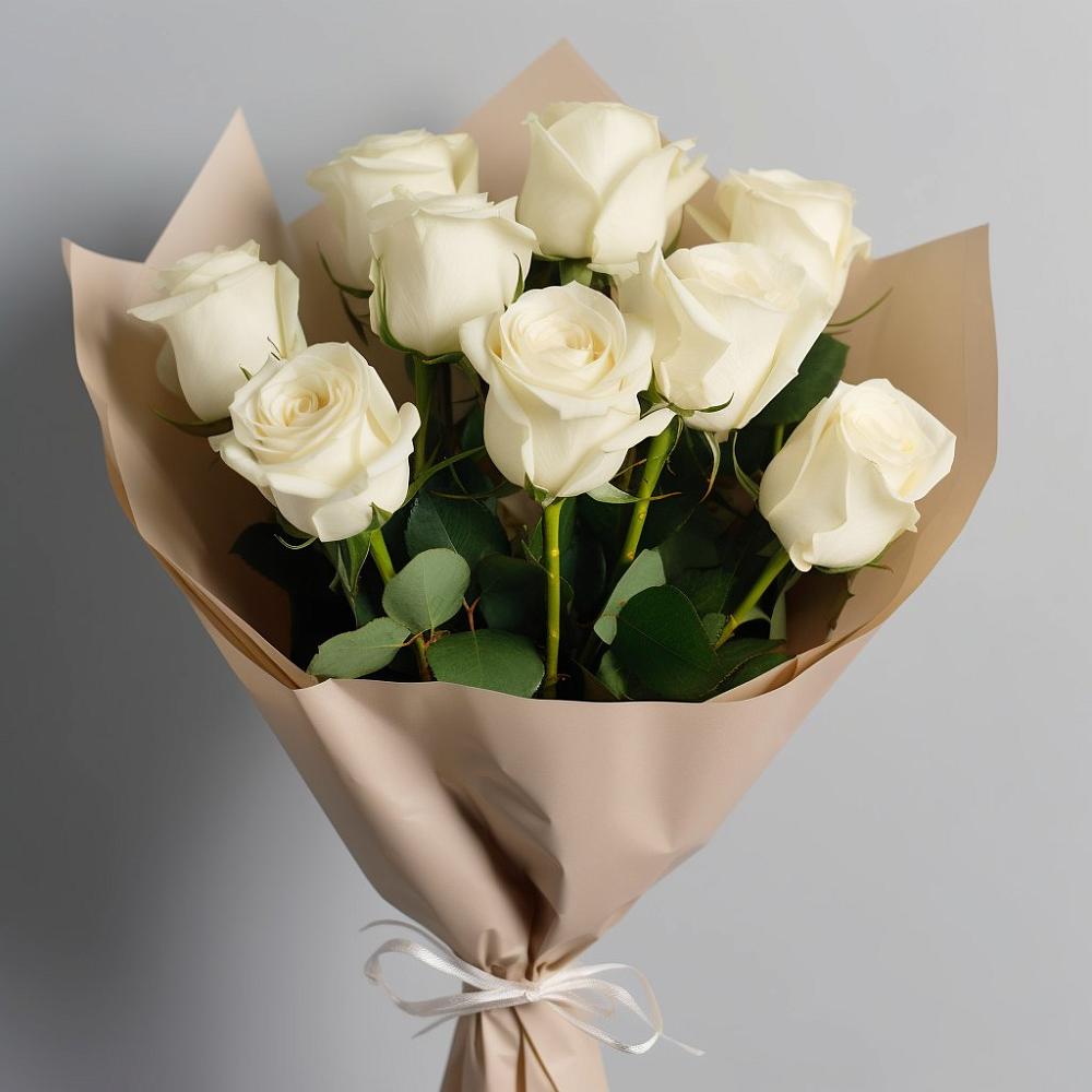 Букет 9 Белых роз Эдлесс Лав в Тяжинском