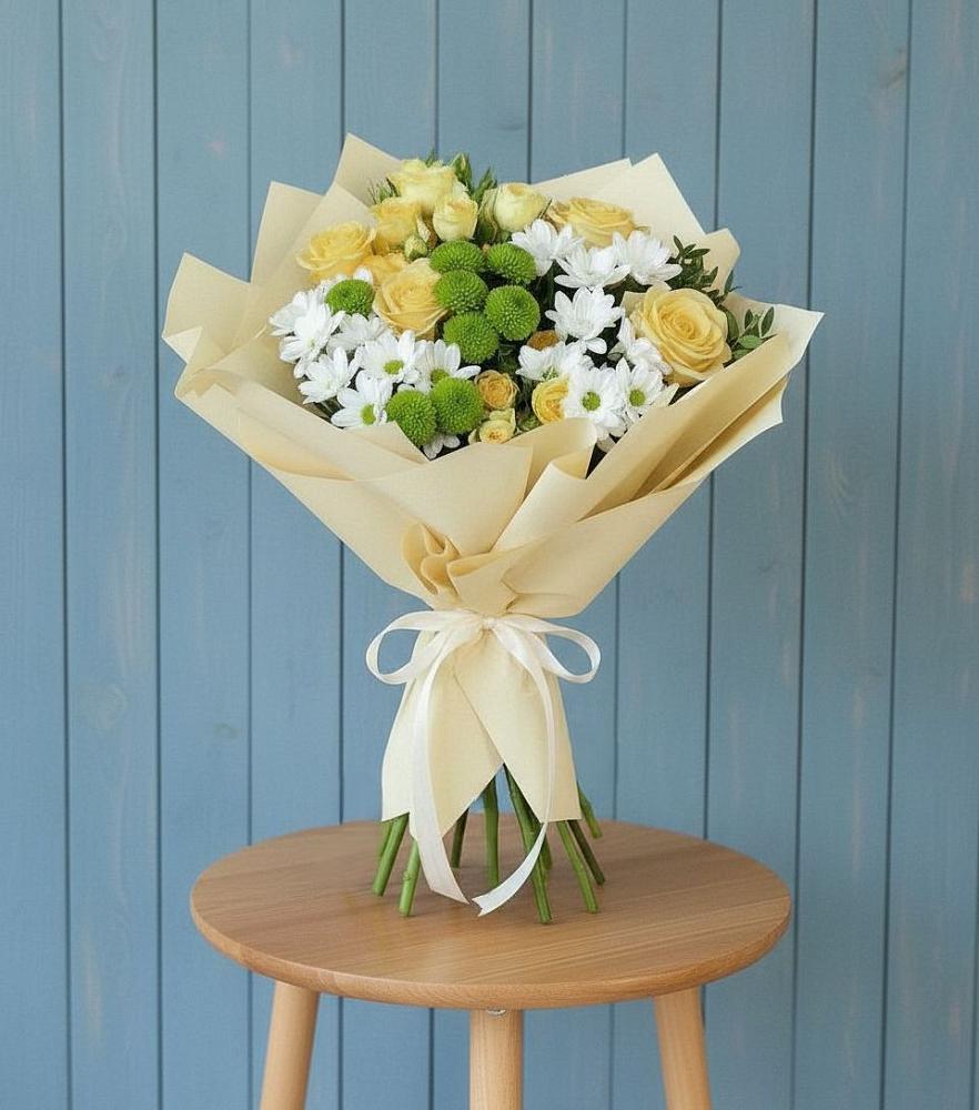 Букет цветов из: Хризантемы и Розы в Тяжинском