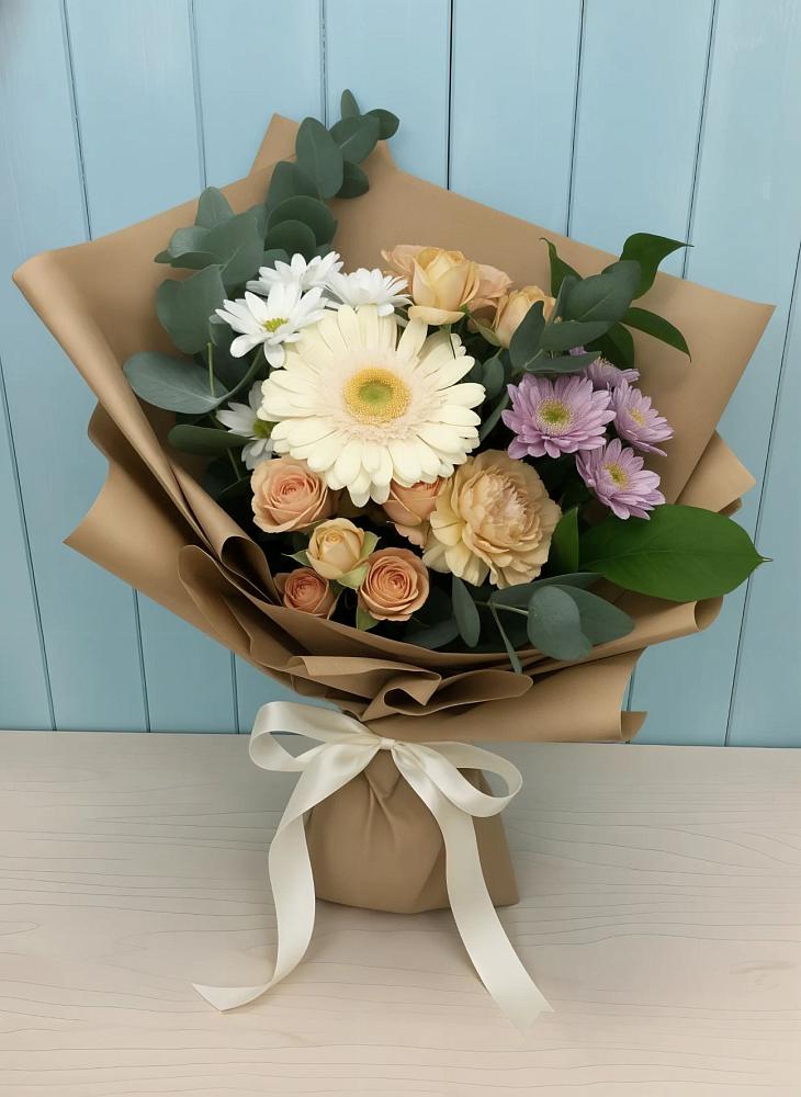 Букет цветов из: Герберы и Хризантемы в Тяжинском