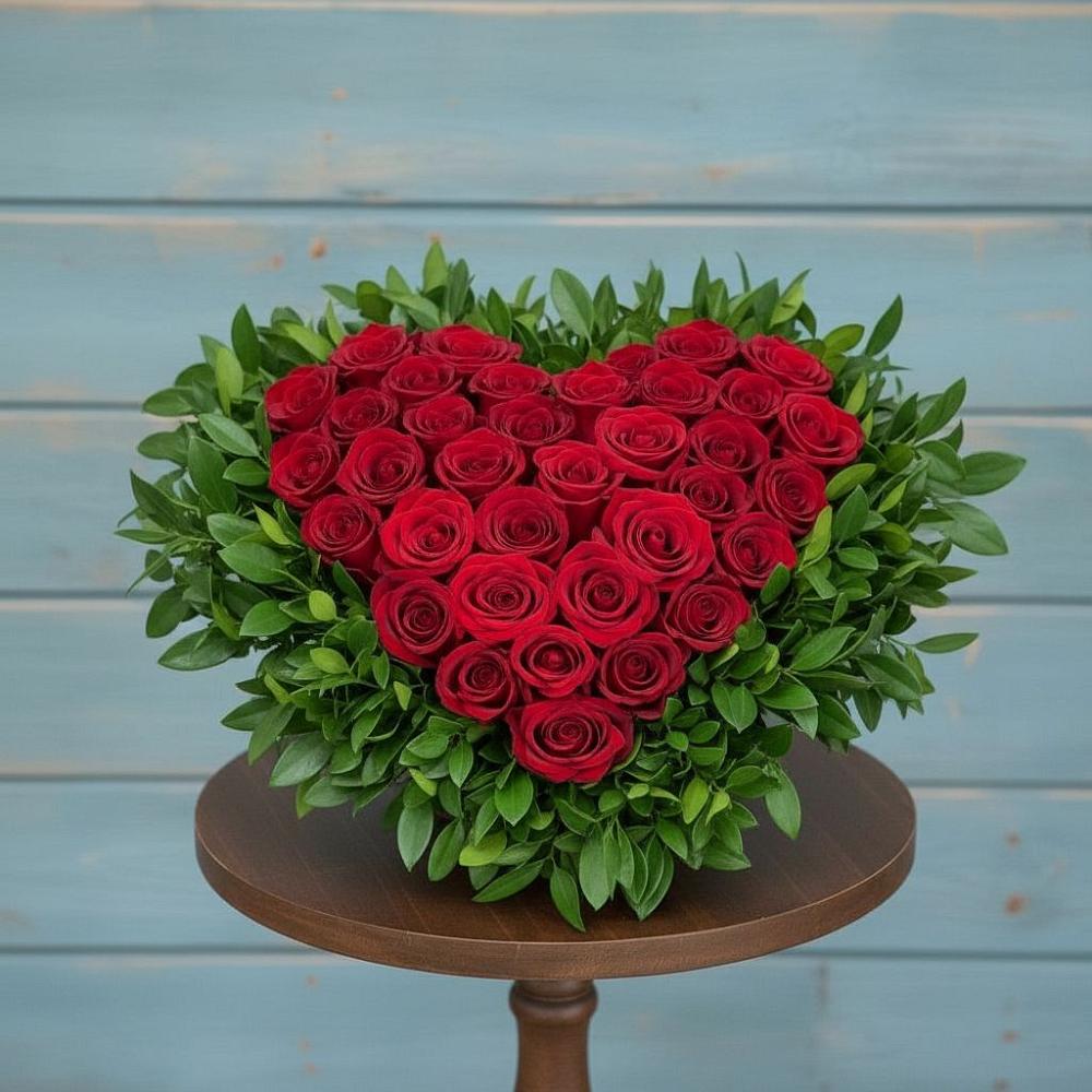 Цветочная композиция из Розы в виде сердца в Тяжинском