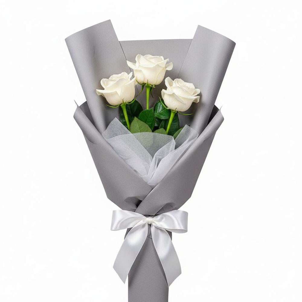 Букет 3 белые розы в Тяжинском