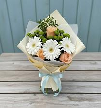 Букет цветов из:  Герберы, Розы и Хризантемы в Тяжинском