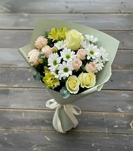 Букет цветов из:  Альстромерии, Розы и Хризантемы в Тяжинском